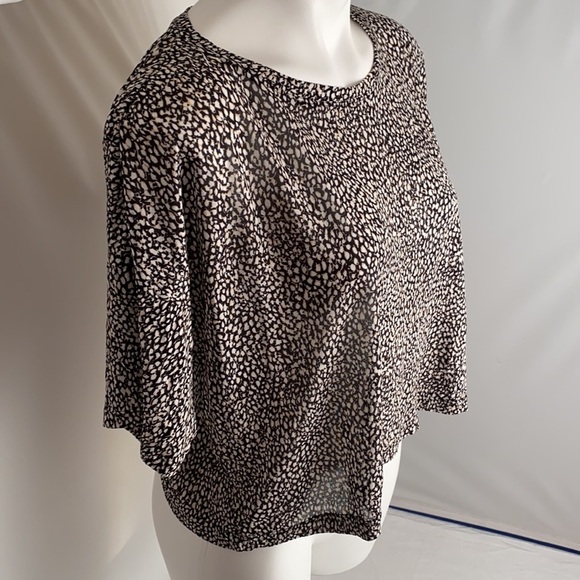 Joie Alessandra viscose top in multicolor Caviar beige tan print L - Picture 2 of 10